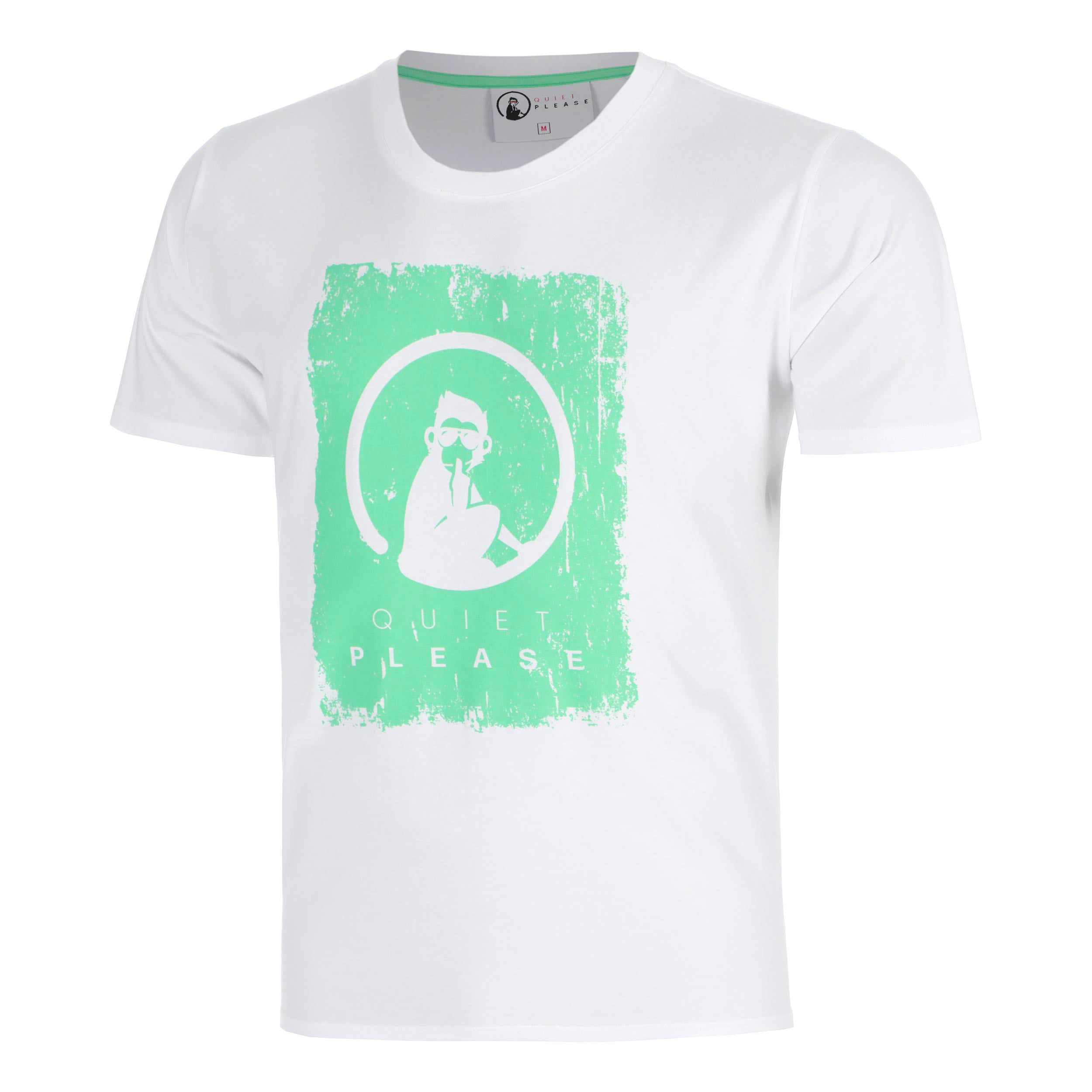 Quiet Please Crush Scraped T-Shirt Men-white, green