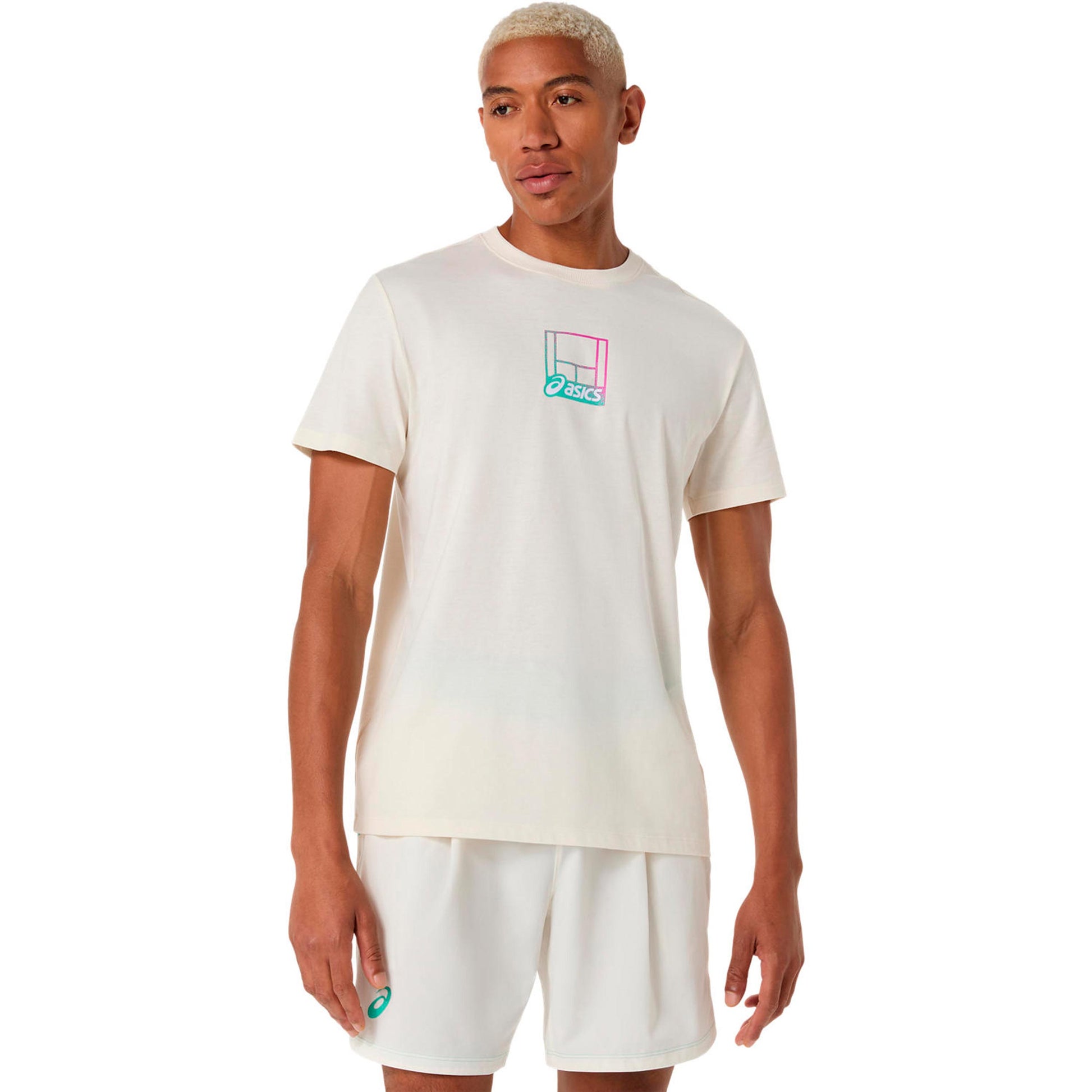 ASICS Court Core Graphic T-Shirt Herren-creme, mehrfarbig