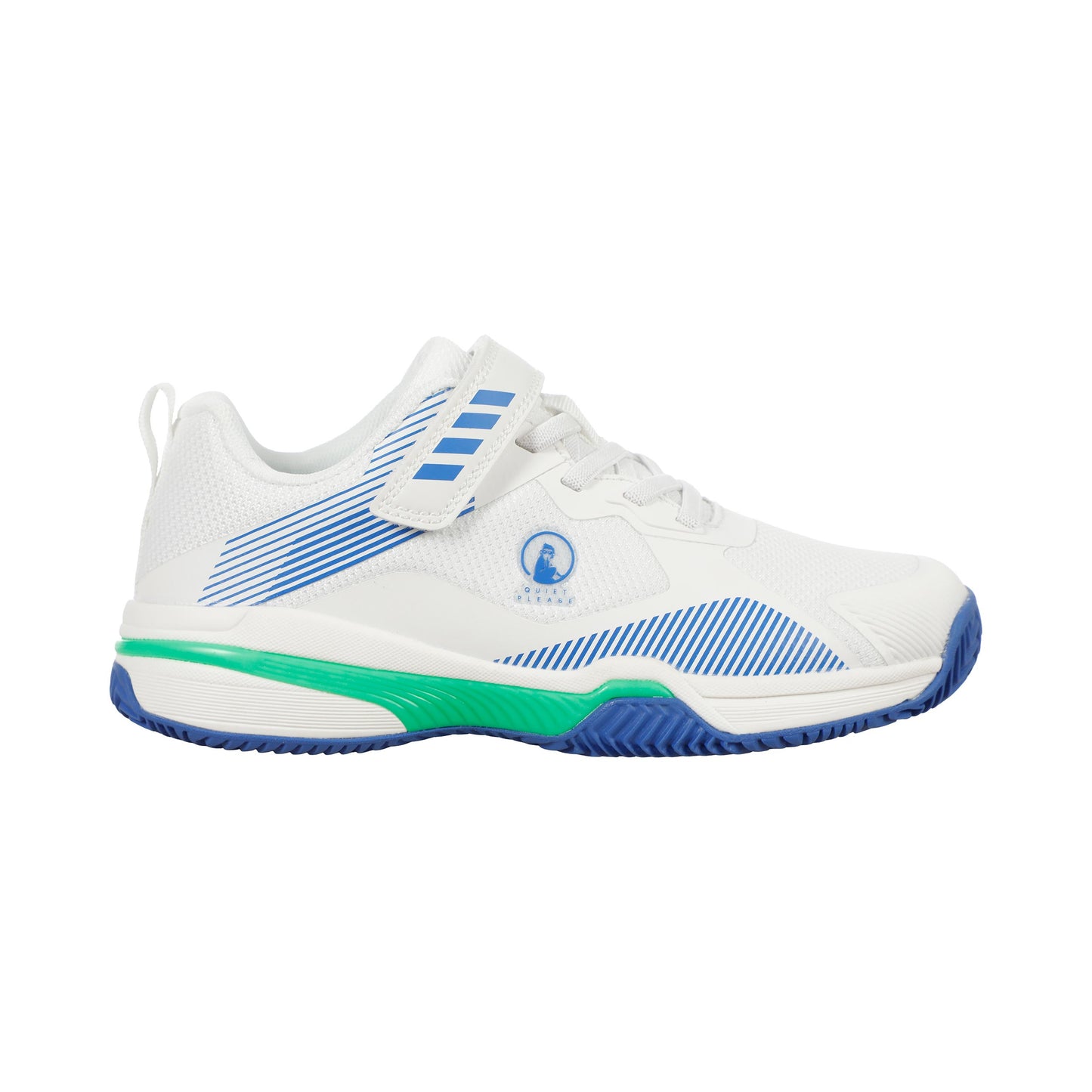 Quiet Please Match Velcro Clay Clay court shoe Kids-white, blue