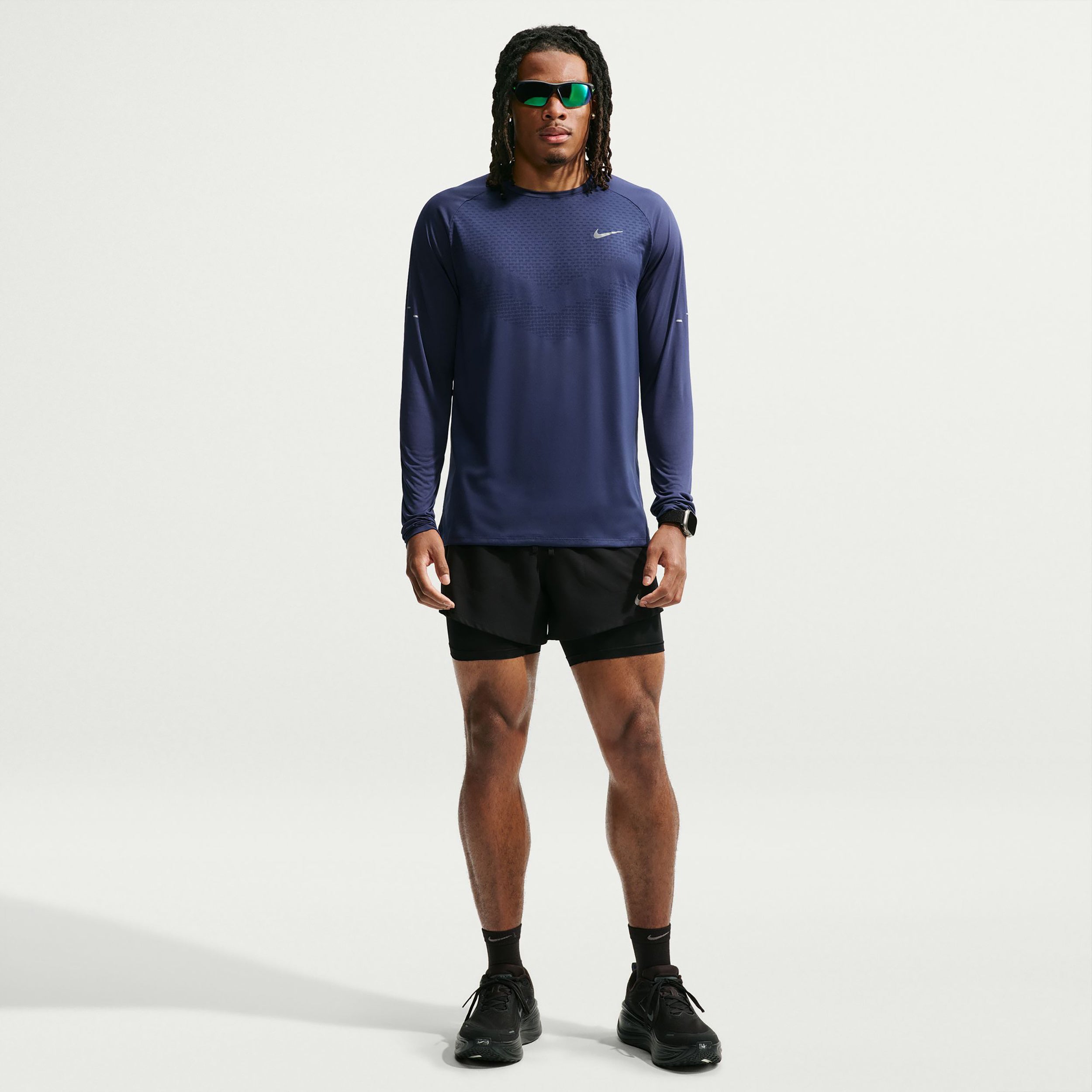 Nike Stride  Running shirt Men - dark blue, silver