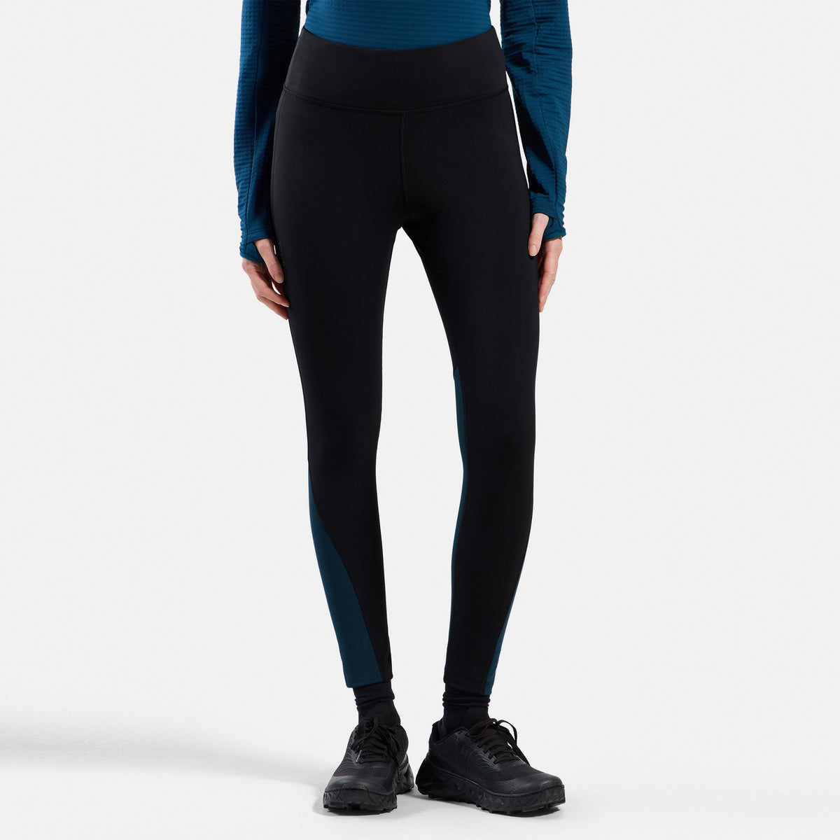 Odlo Essential Thermal  Running tights Women - black, petrol