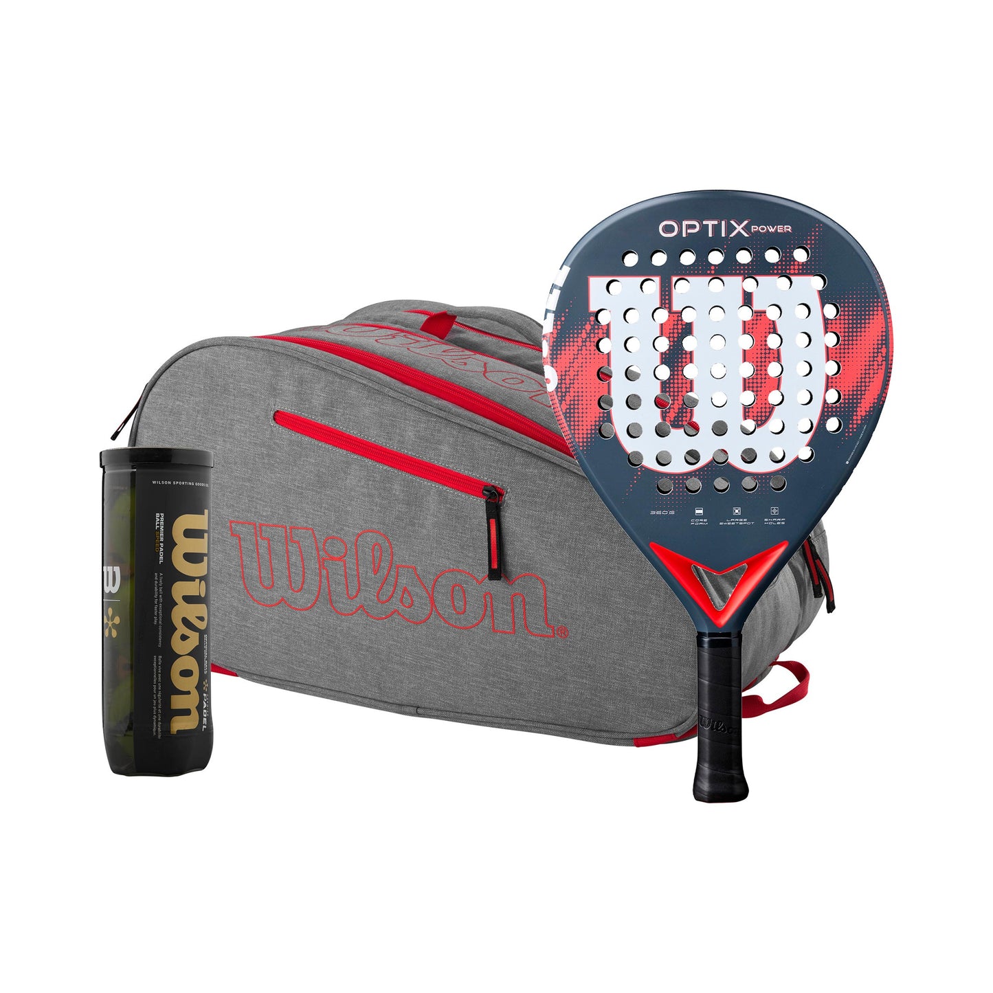 Wilson Optix V2 Power plus racket bag, plus ball can