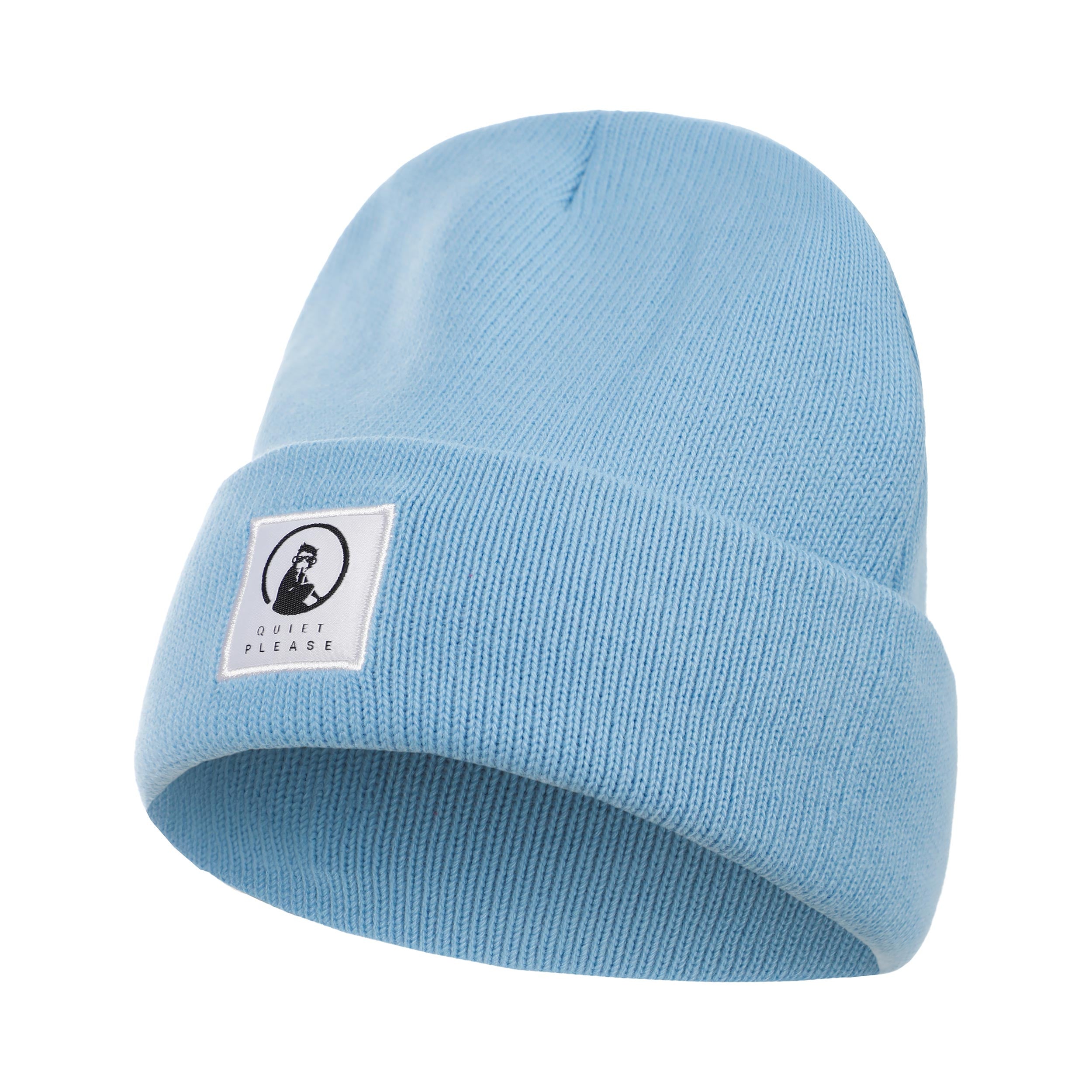 Quiet Please Get Warm Beanie Unisex-light blue