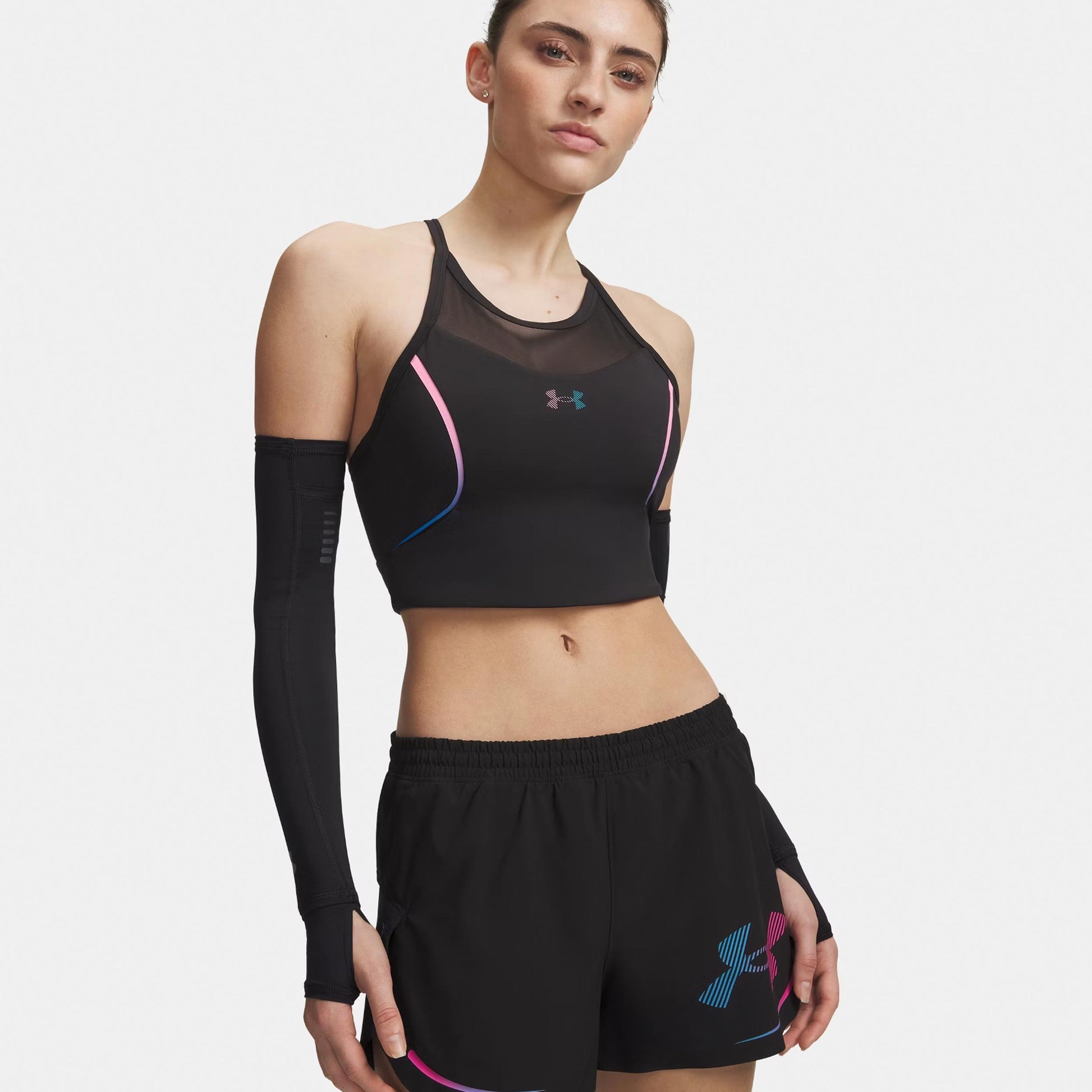 Under Armour Velociti Elite Crop  Laufshirt Damen-schwarz, pink
