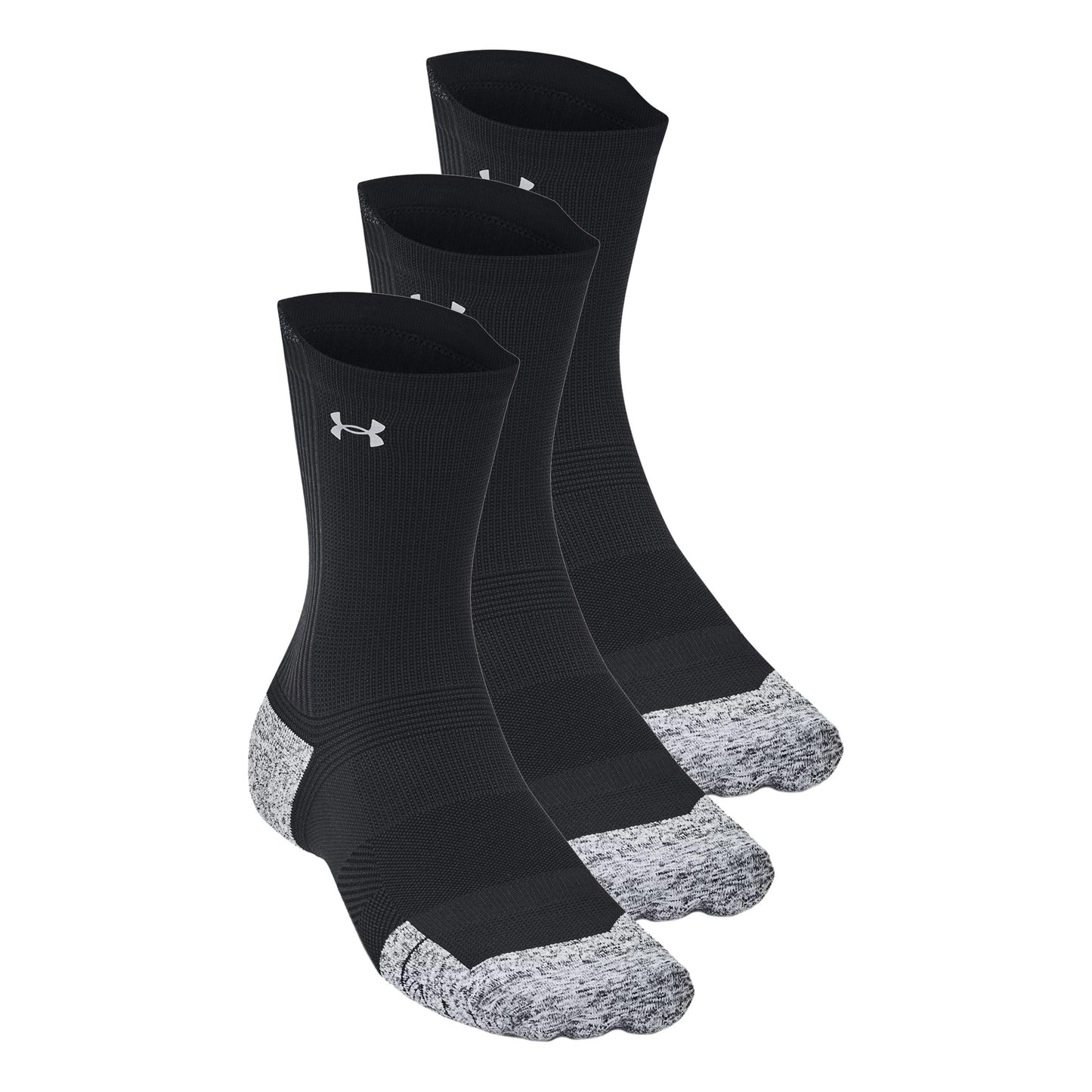 Under Armour Velociti Run Cush Crew 3pack Running Socks Unisex - black, black