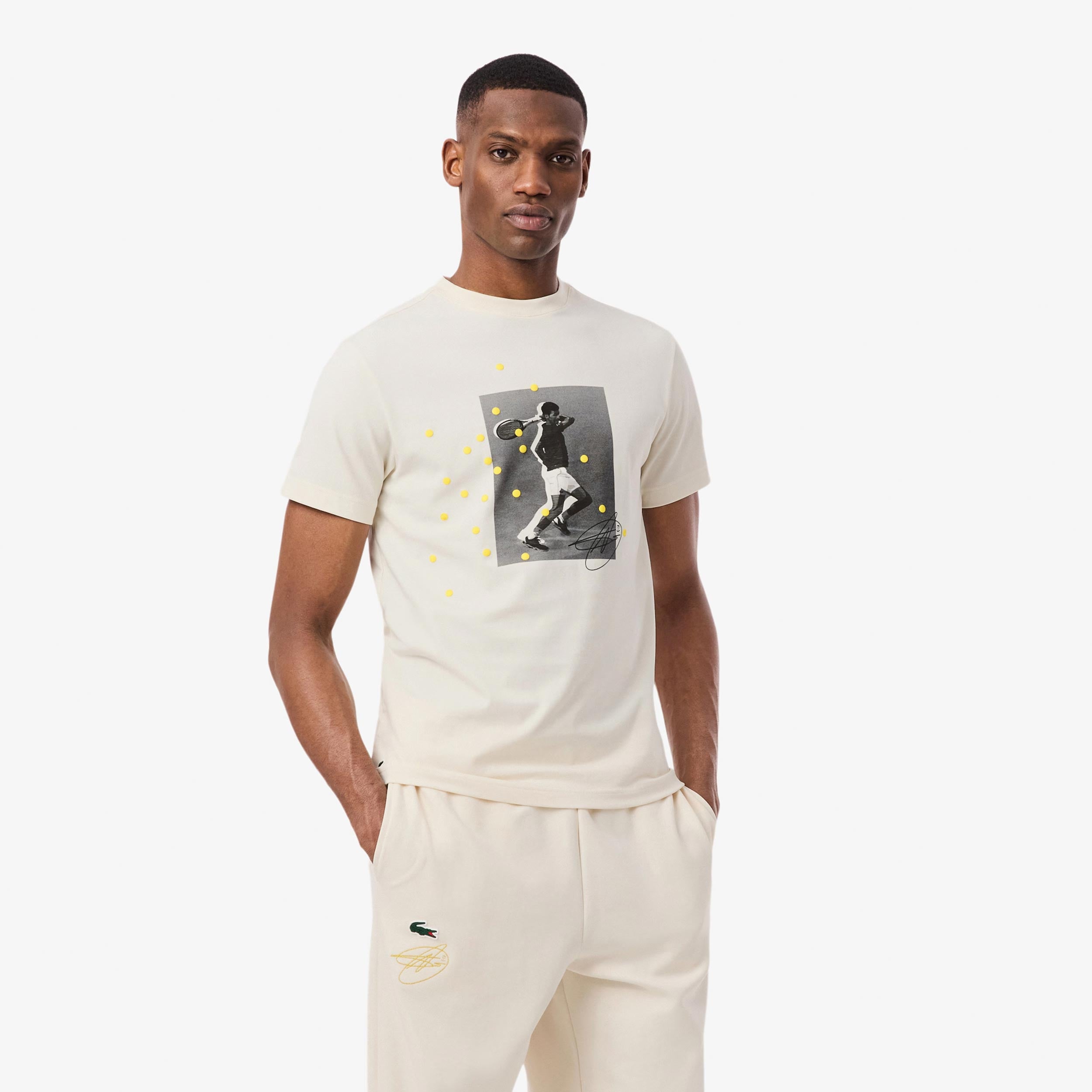 Lacoste Signature T-Shirt Men - white, multicoloured