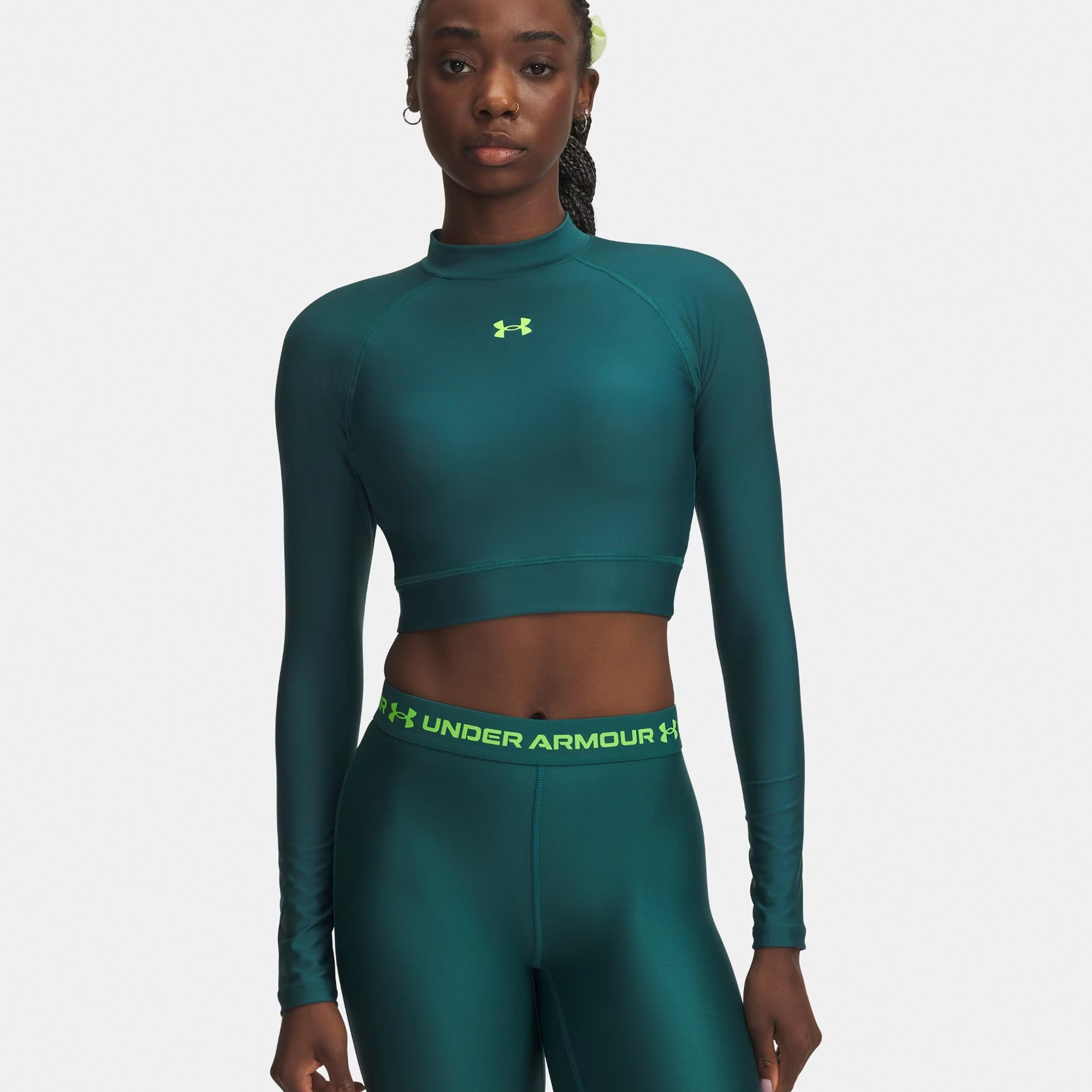 Under Armour HeatGear Crop Mock Long sleeve Women-green, green