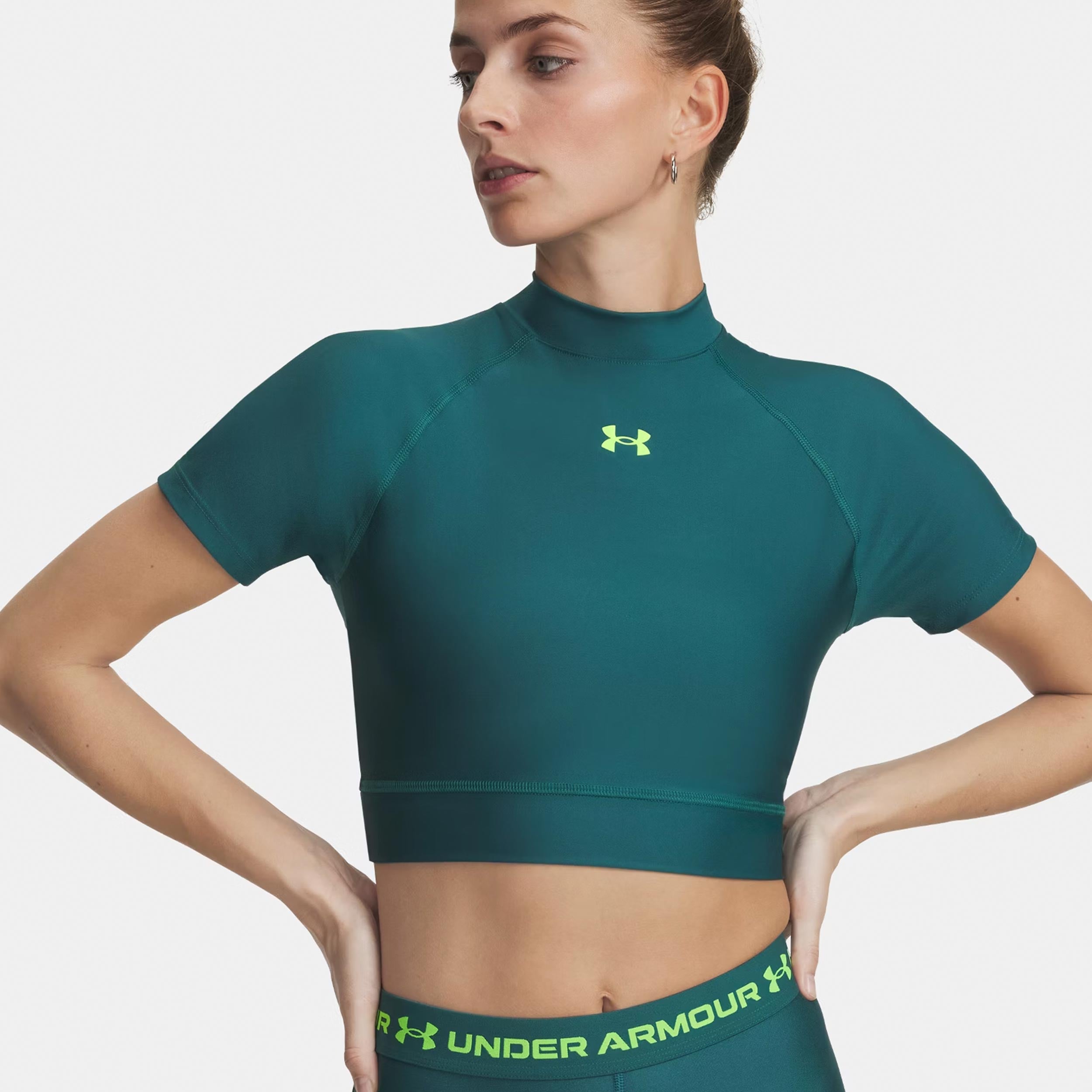 Under Armour HeatGear Crop T-Shirt Women-green, green