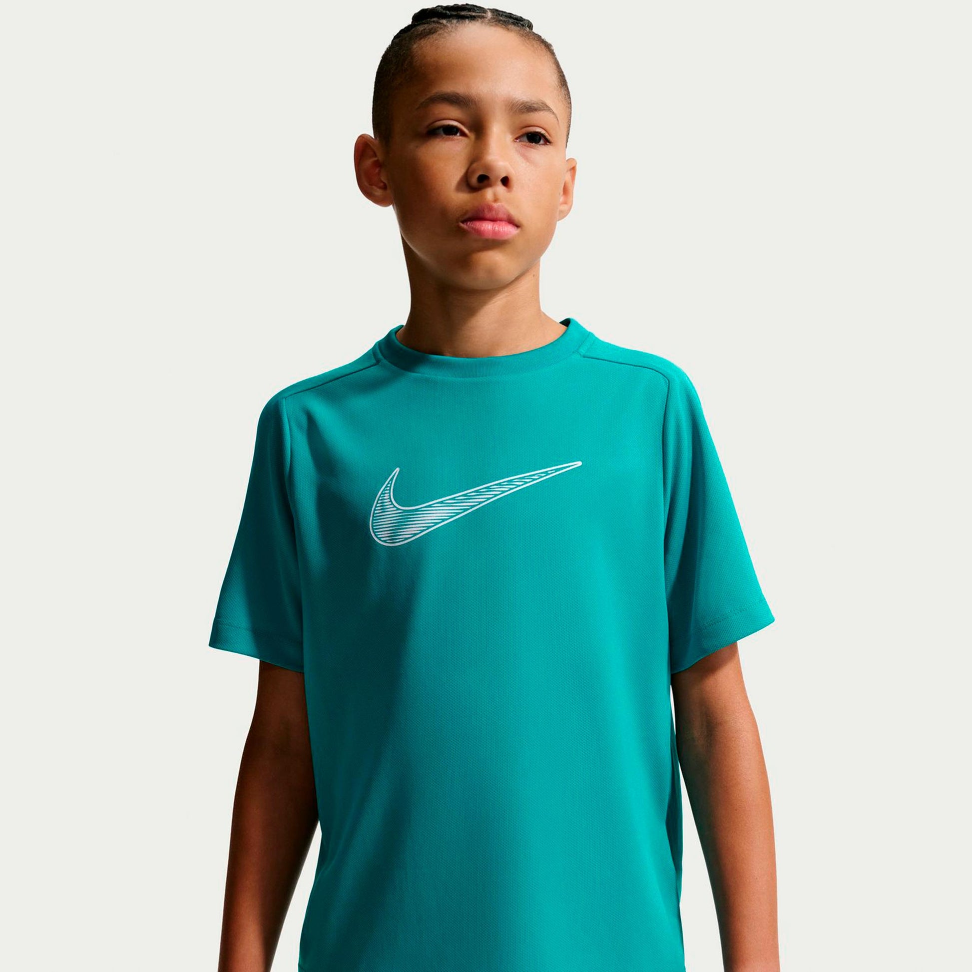 Nike Dri-Fit Multi  T-Shirt Kids - petrol, white