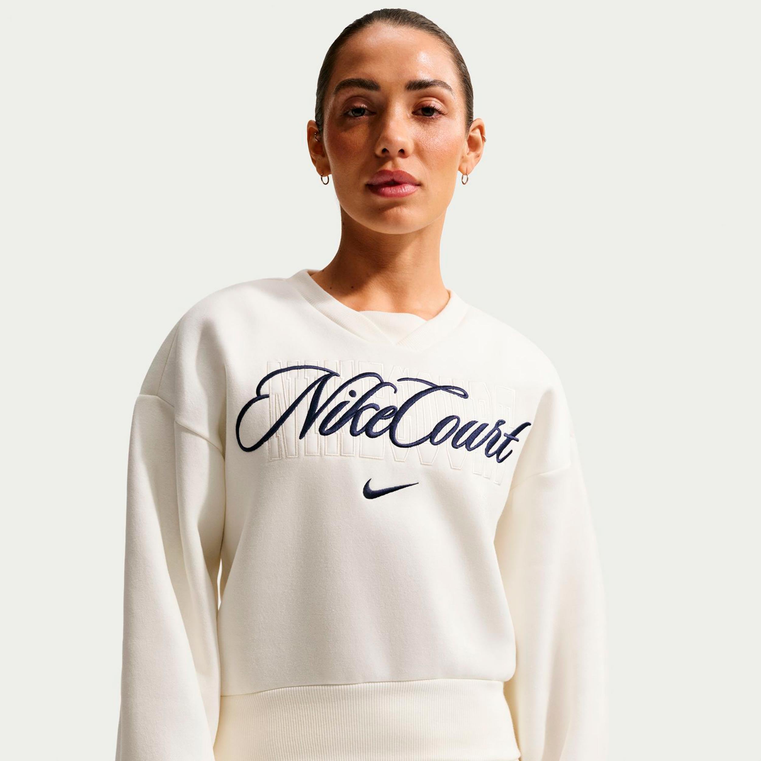 Nike Court Fleece Crew Sweatshirt Women-cream, dark blue