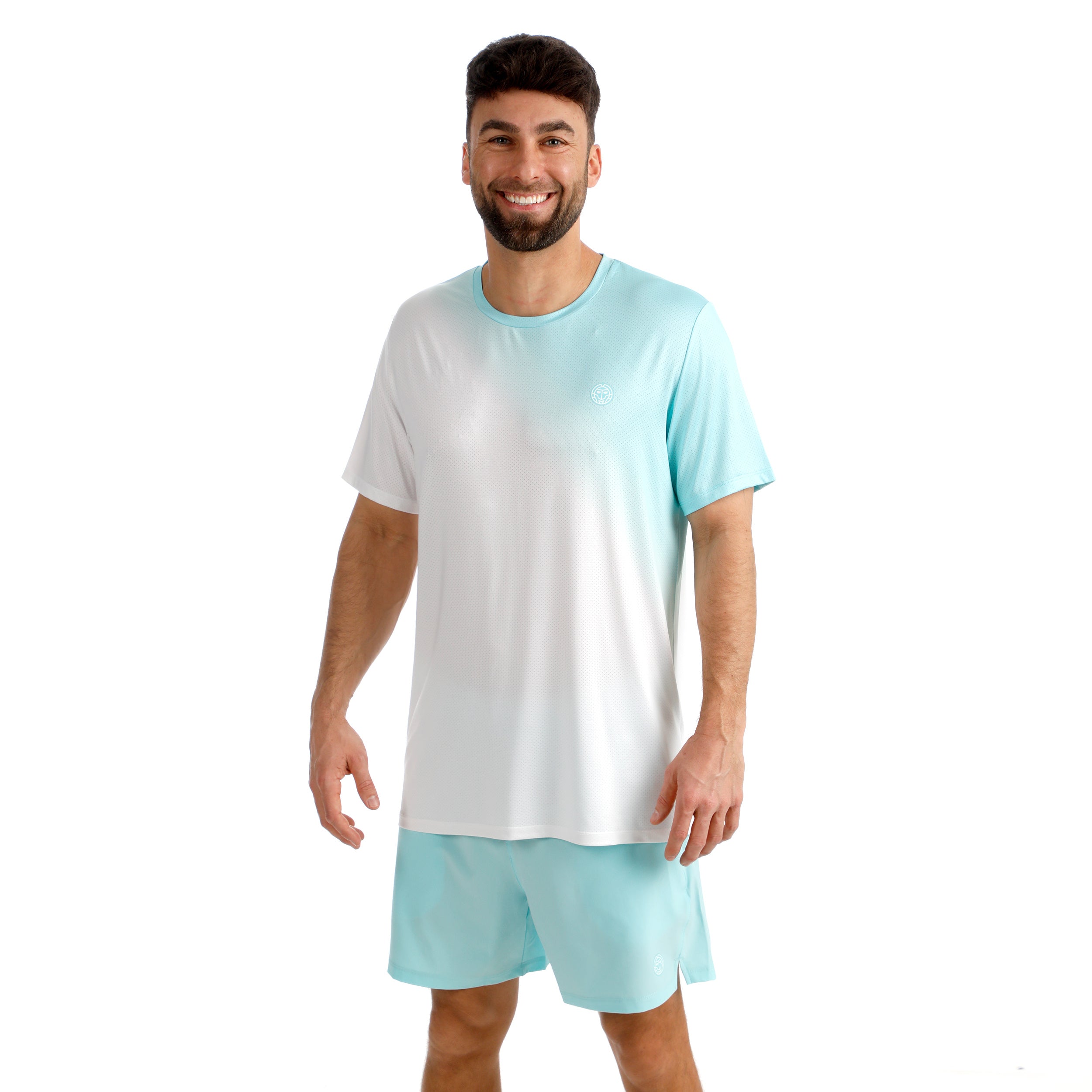BIDI BADU Crew 2.0 T-Shirt Herren-türkis, weiß