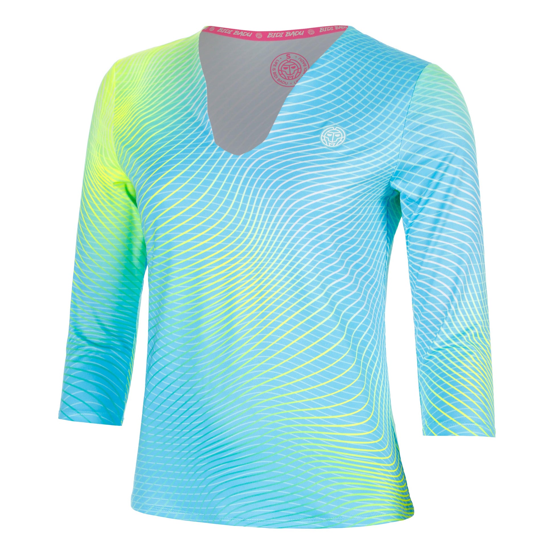 BIDI BADU Out of Control V-Neck Long sleeve Women-light blue, neon yellow