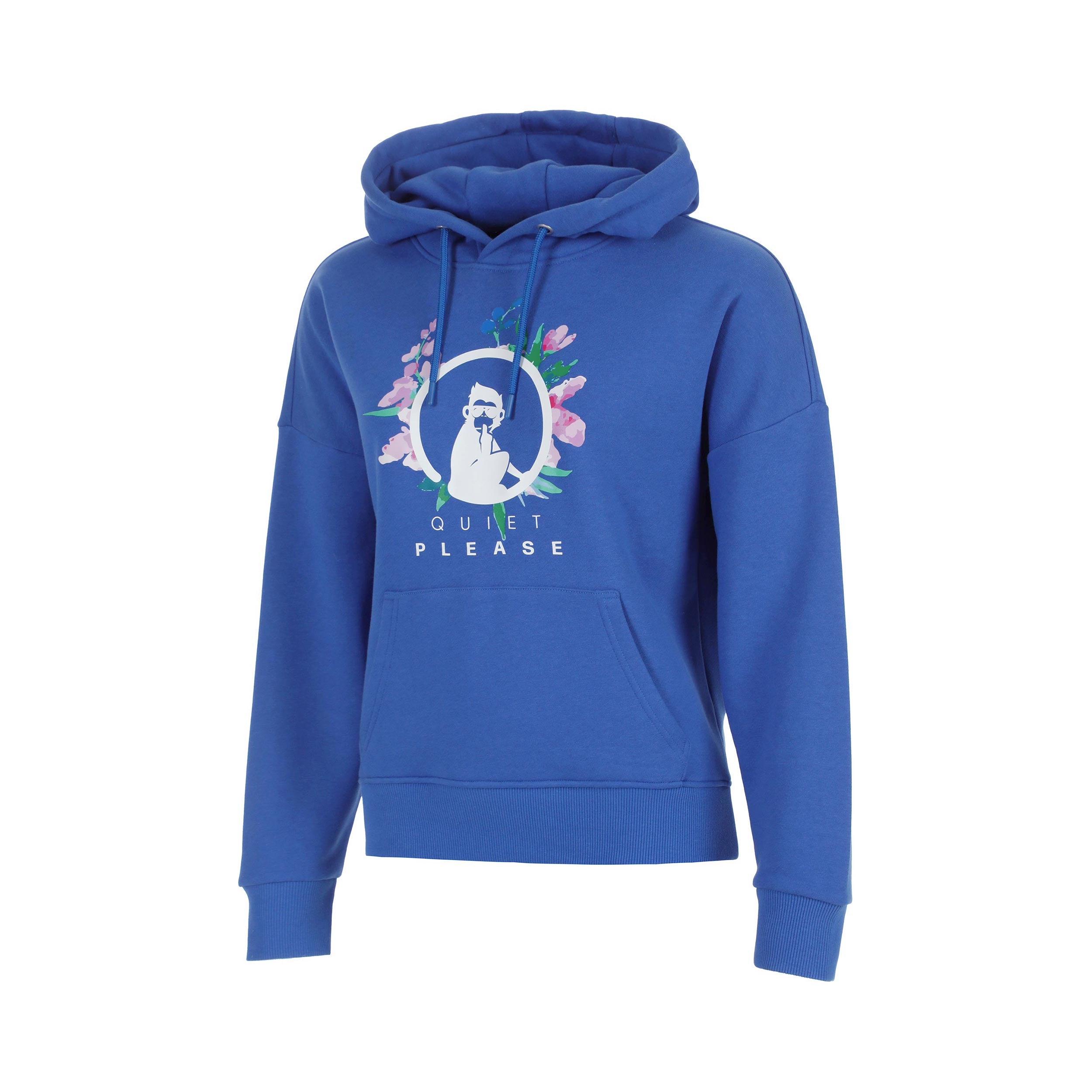 Quiet Please Crush Flower Logo Hoody Girls-blue, white
