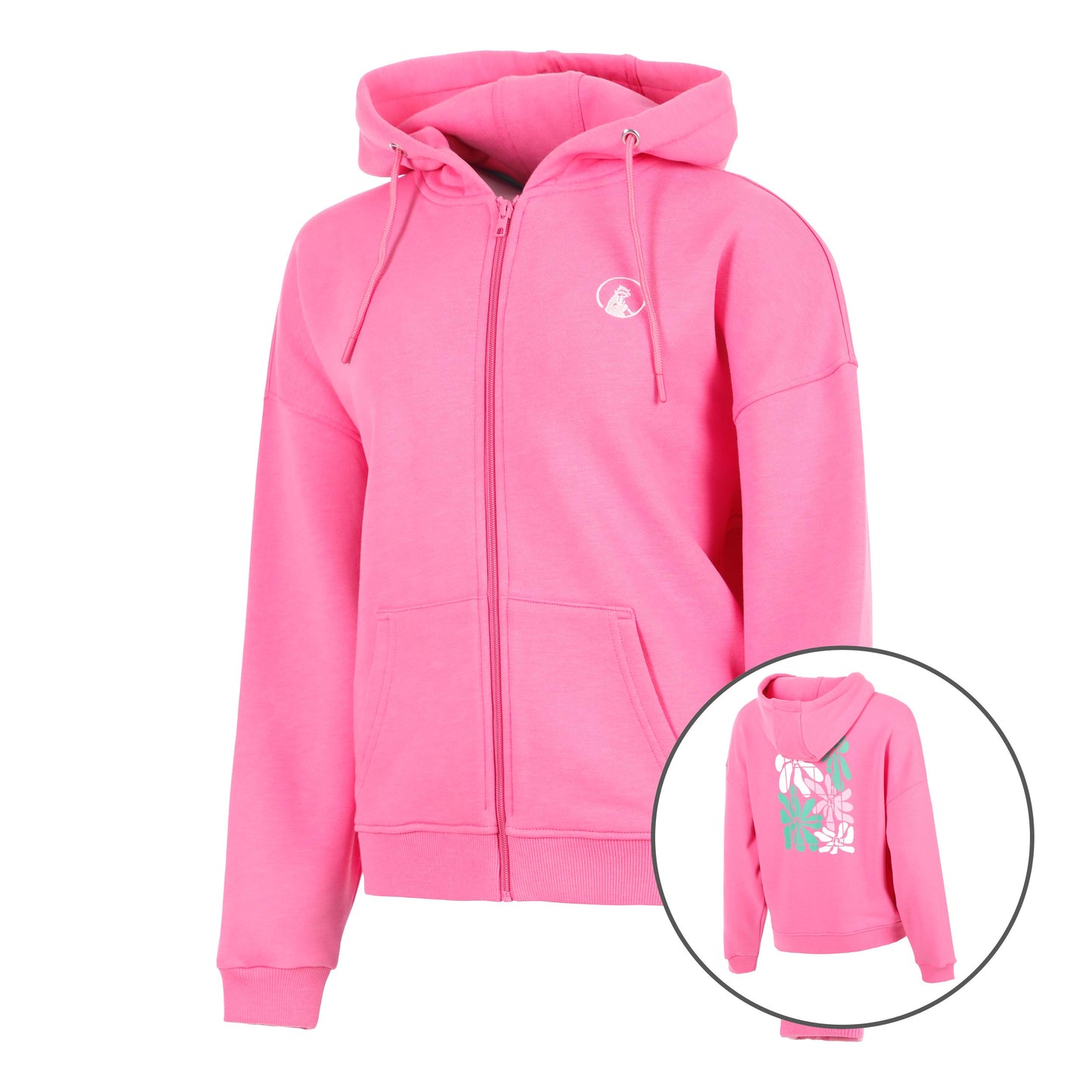 Quiet Please Joy Palm Court Sweatjacke Damen-pink, weiß