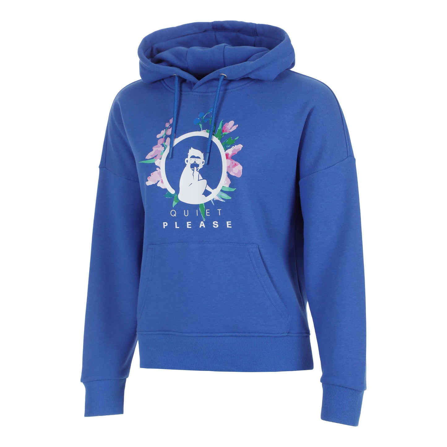 Quiet Please Crush Flower Logo Hoody Women-blue, white