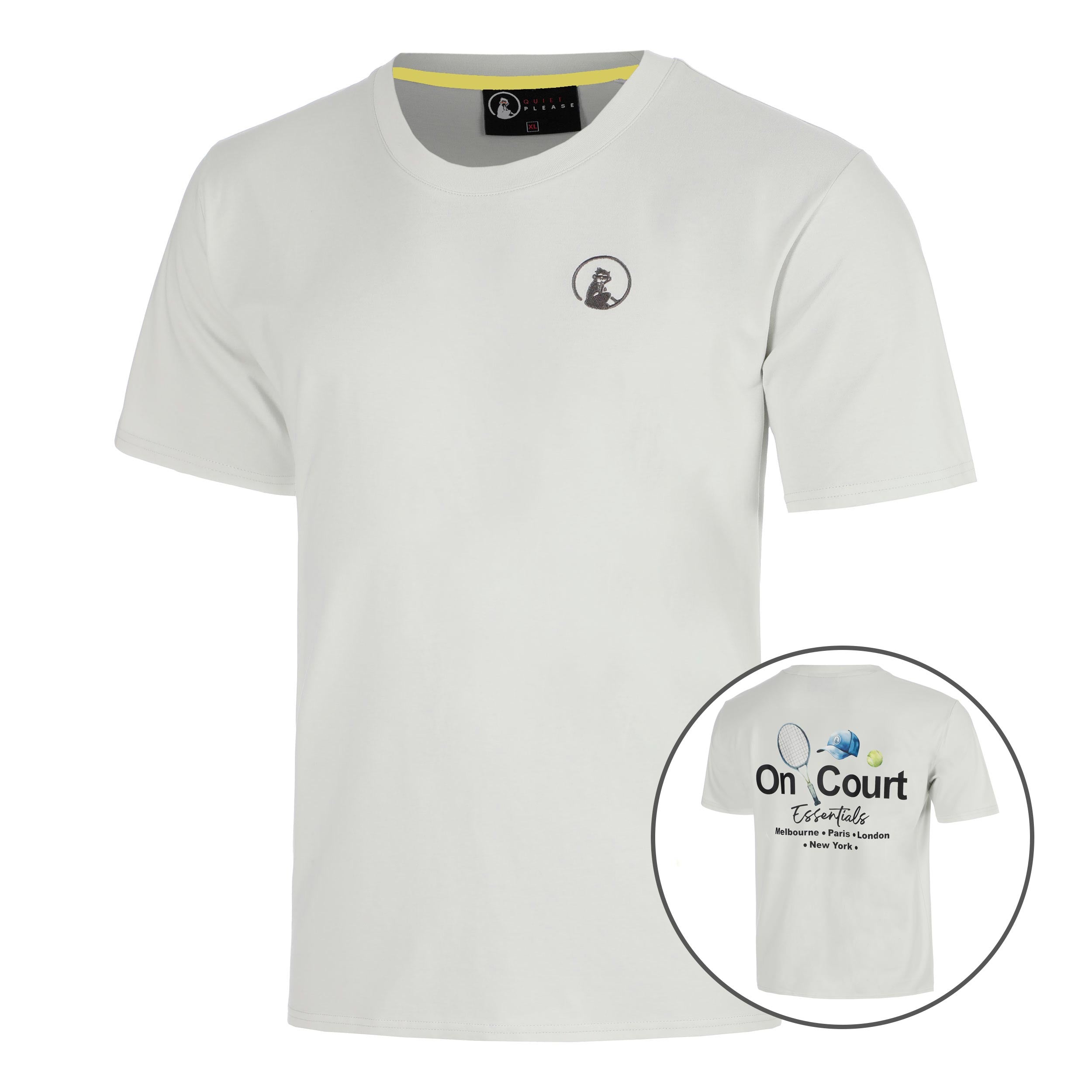 Quiet Please Crush On Court Essentials T-Shirt Men-lightgrey, black