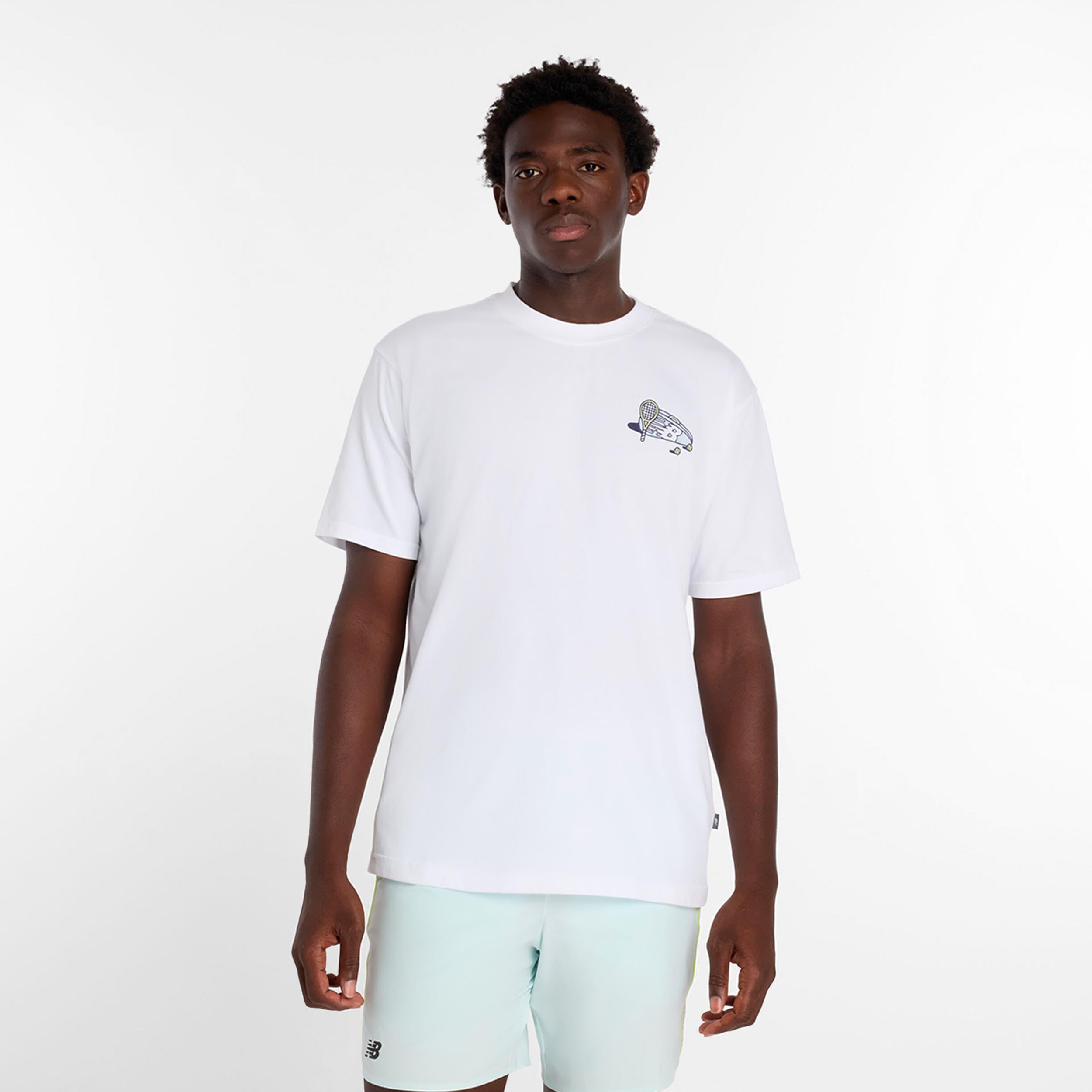 New Balance Tennis Graphic T Shirt T-Shirt Men-white, black