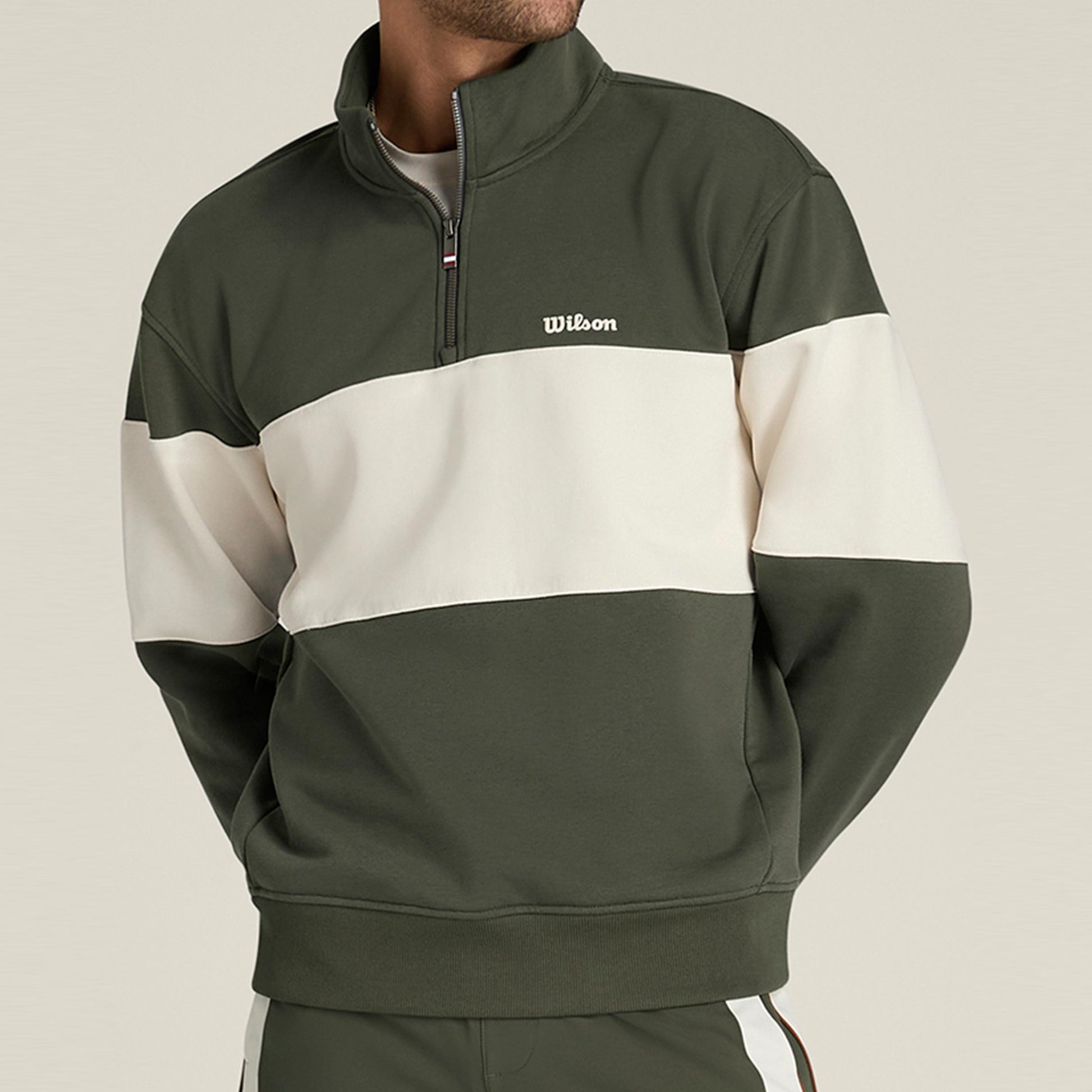 Wilson Playstate French Terry 1/2 Zip Sweatshirt Herren-dunkelgrün, sand