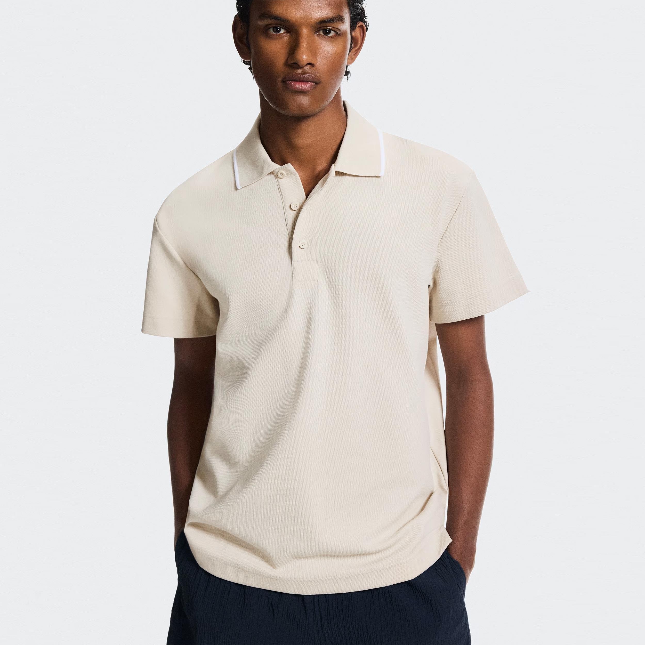 On Courtside Polo Men - beige, white