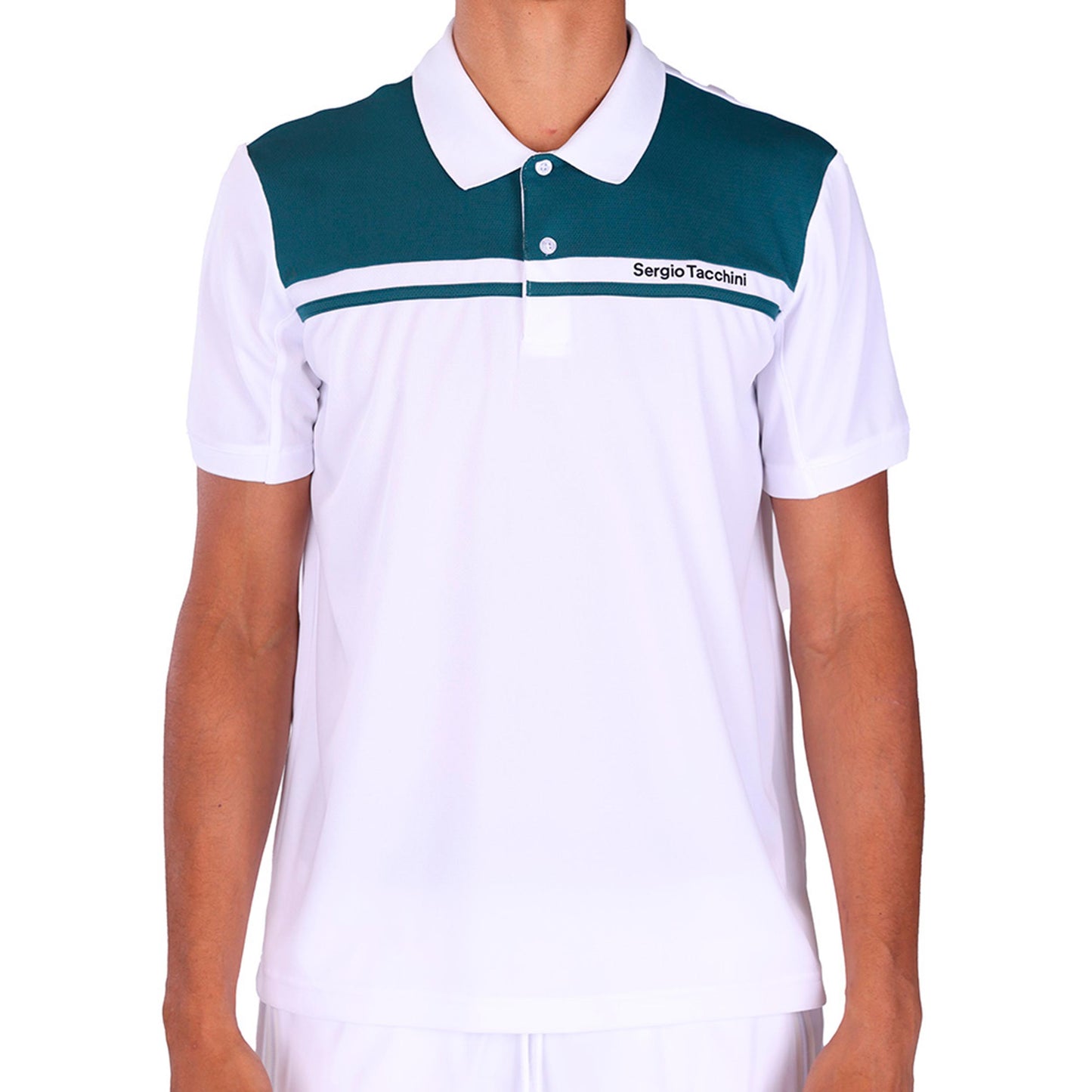 Sergio Tacchini Riflesso Polo Herren - weiß, petrol