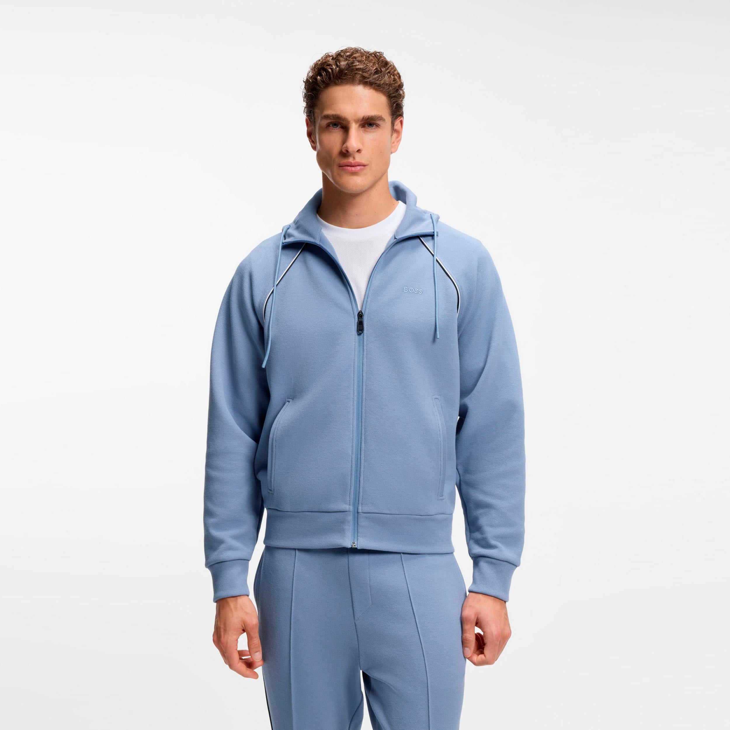 BOSS Saggy Zip Hoodie Men - blue grey