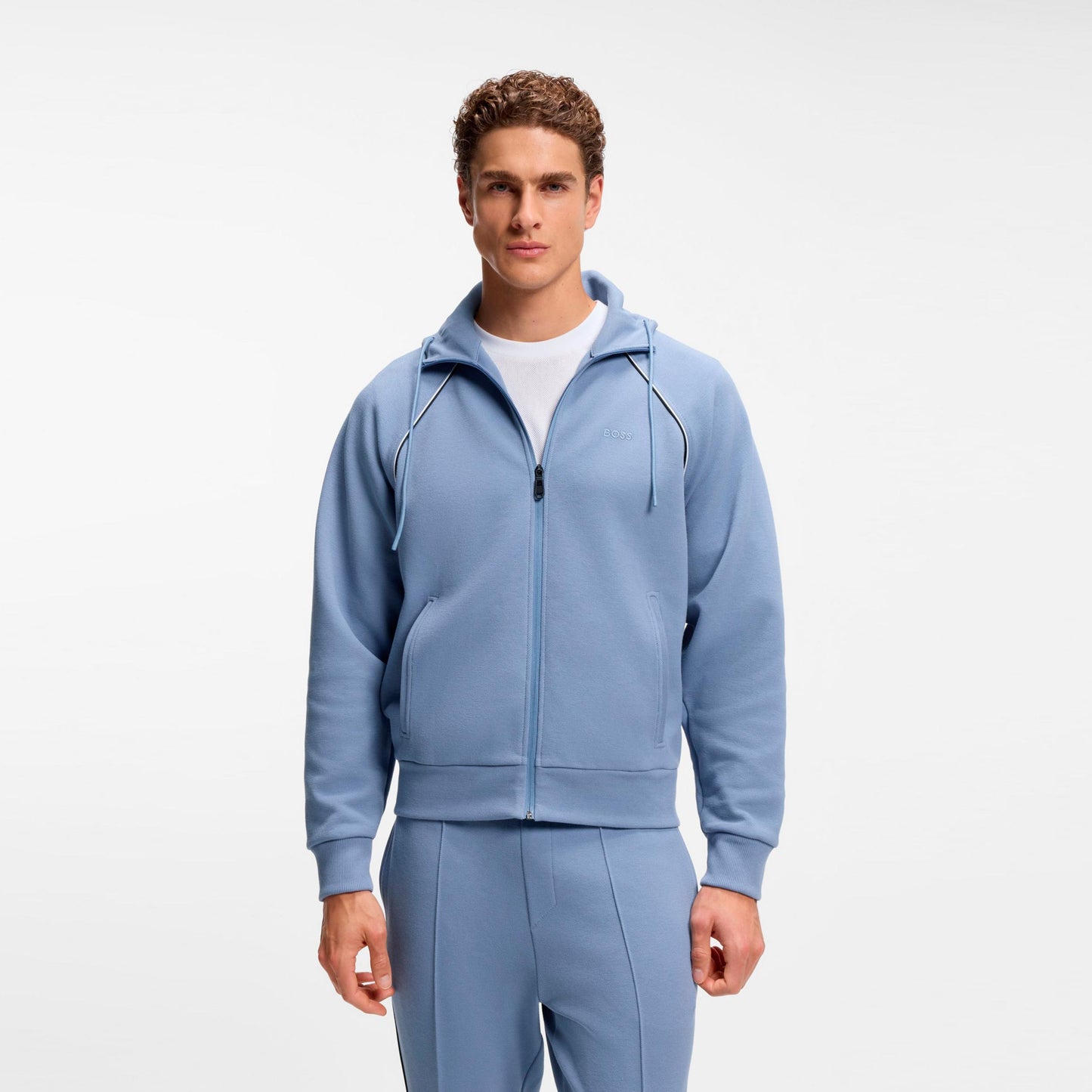 BOSS Saggy Zip Hoodie Men - blue grey