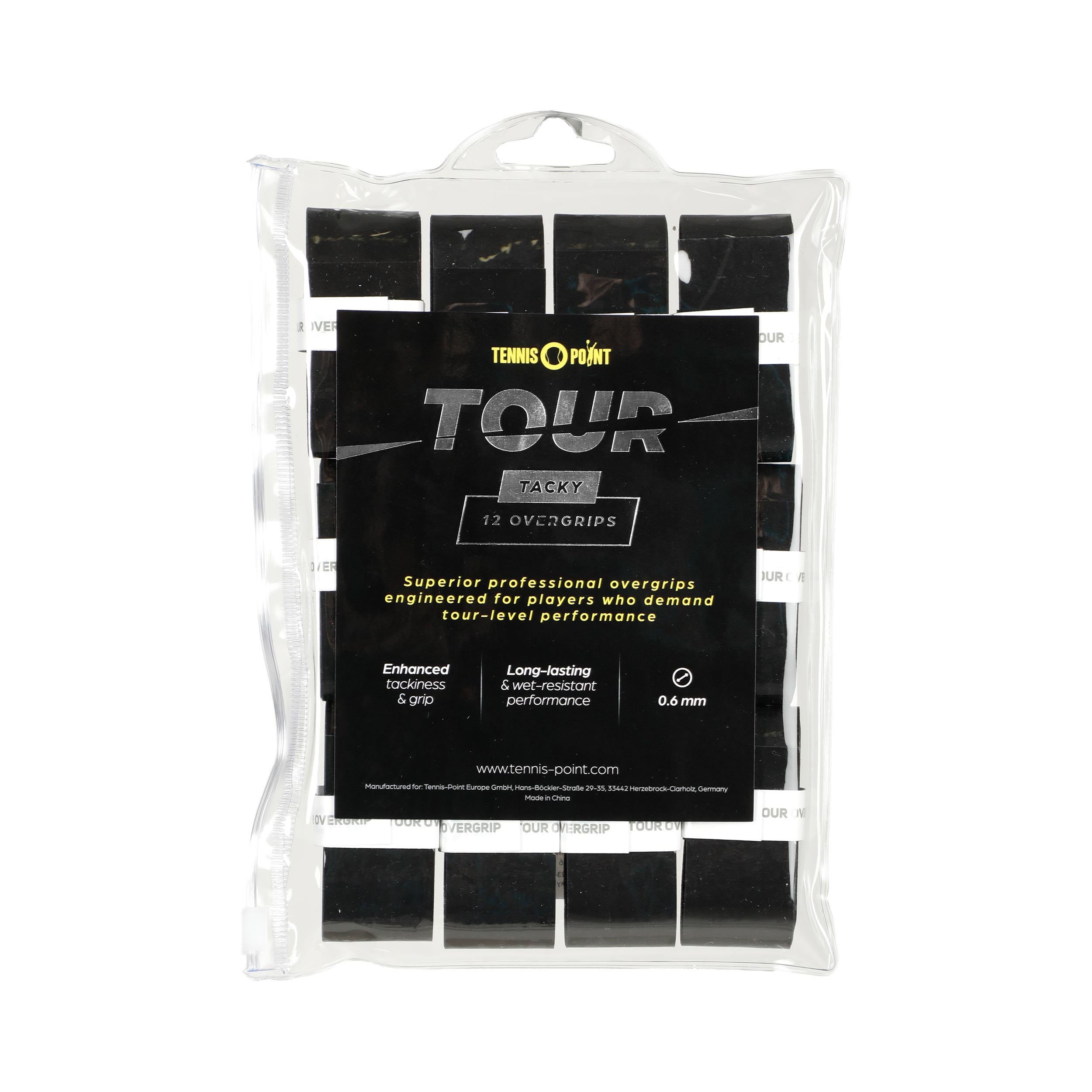 Tennis-Point Tour Tacky 12 Pack - black