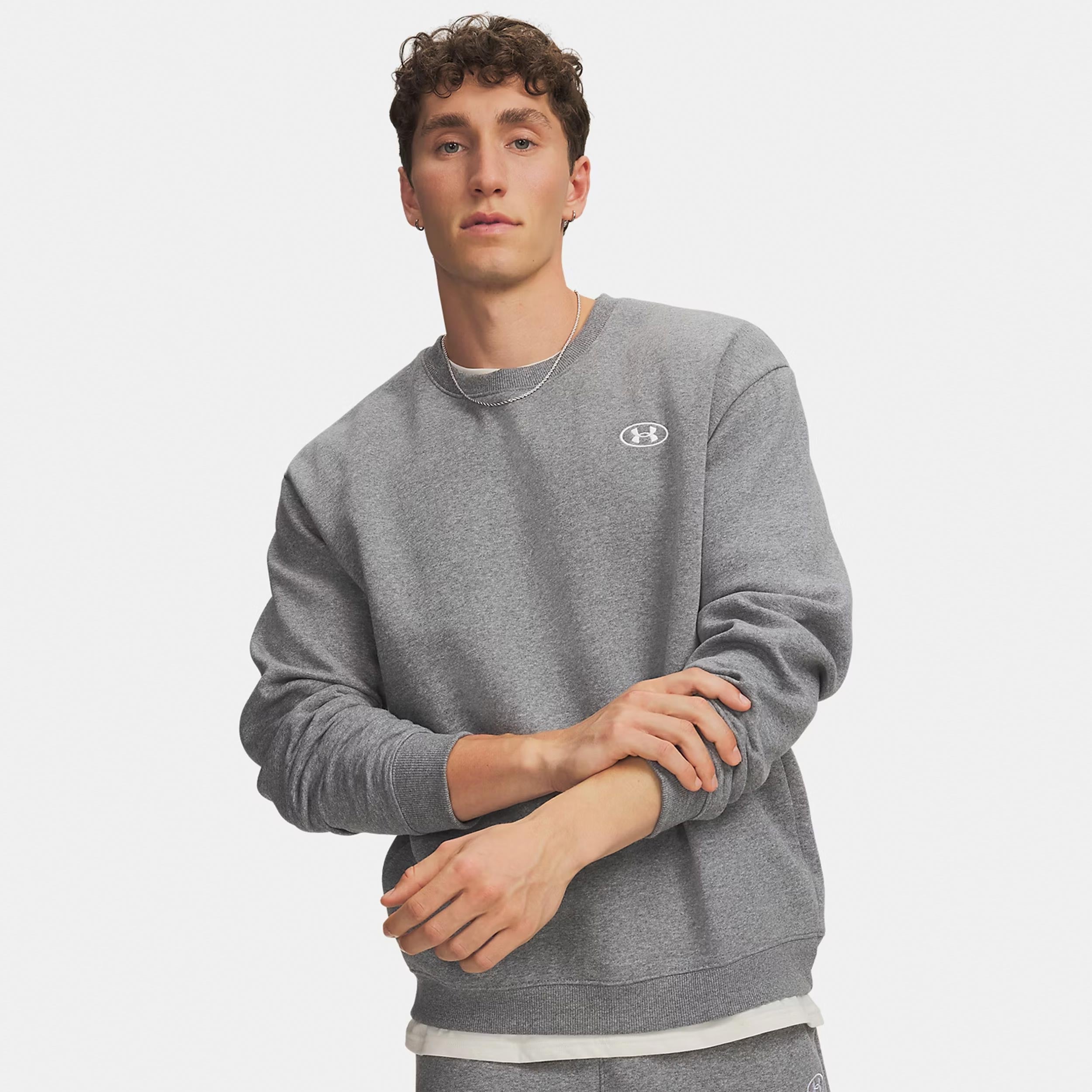Under Armour Rival Fleece Crew Sweatshirt Herren - grau, weiß