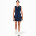 Tech Kleid Damen - dunkelblau, beige