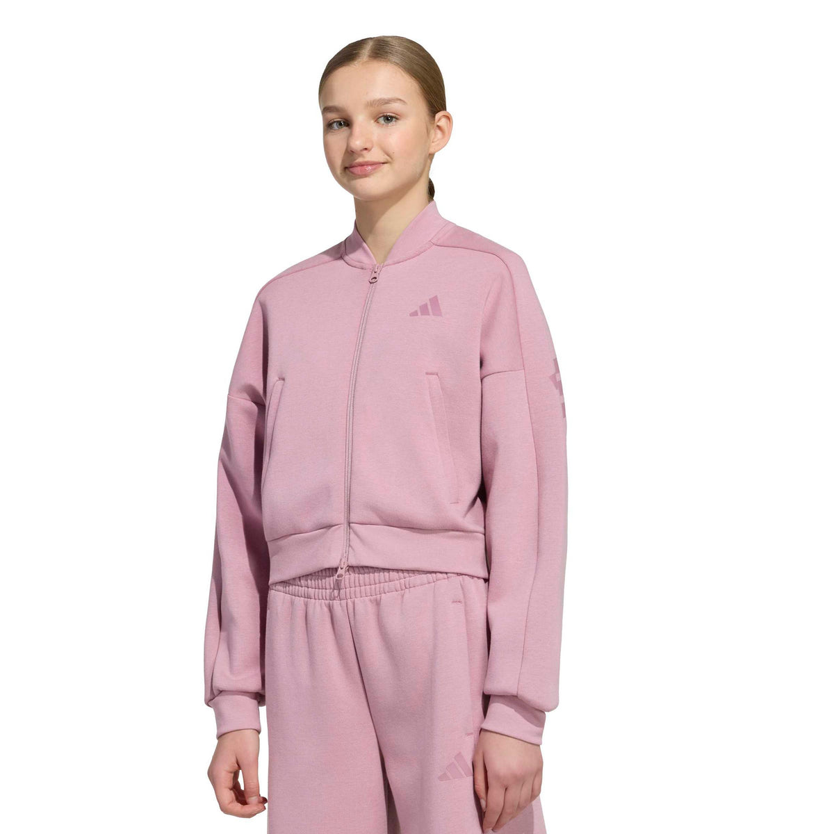 adidas 3Stripes Zip Hoodie Girls - antique pink