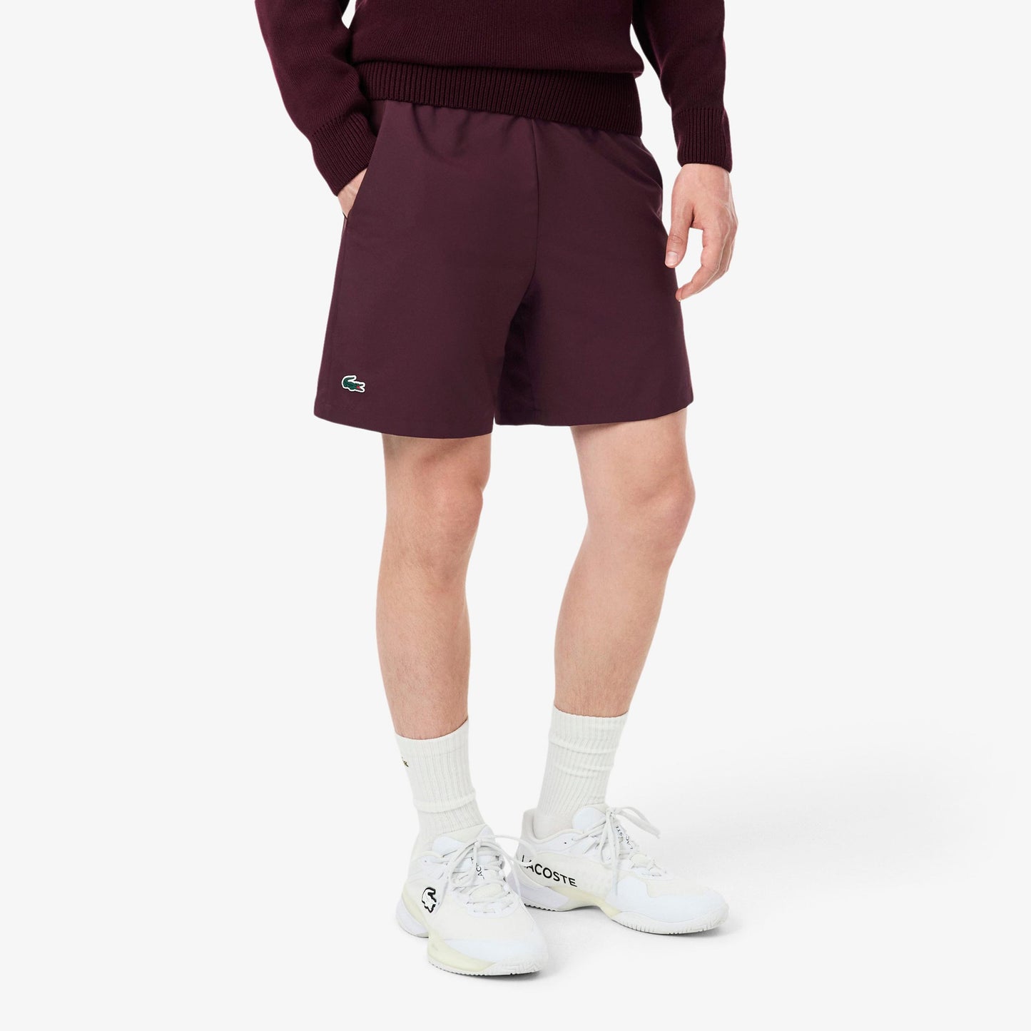 Lacoste Shorts Herren - dunkelrot, weiß