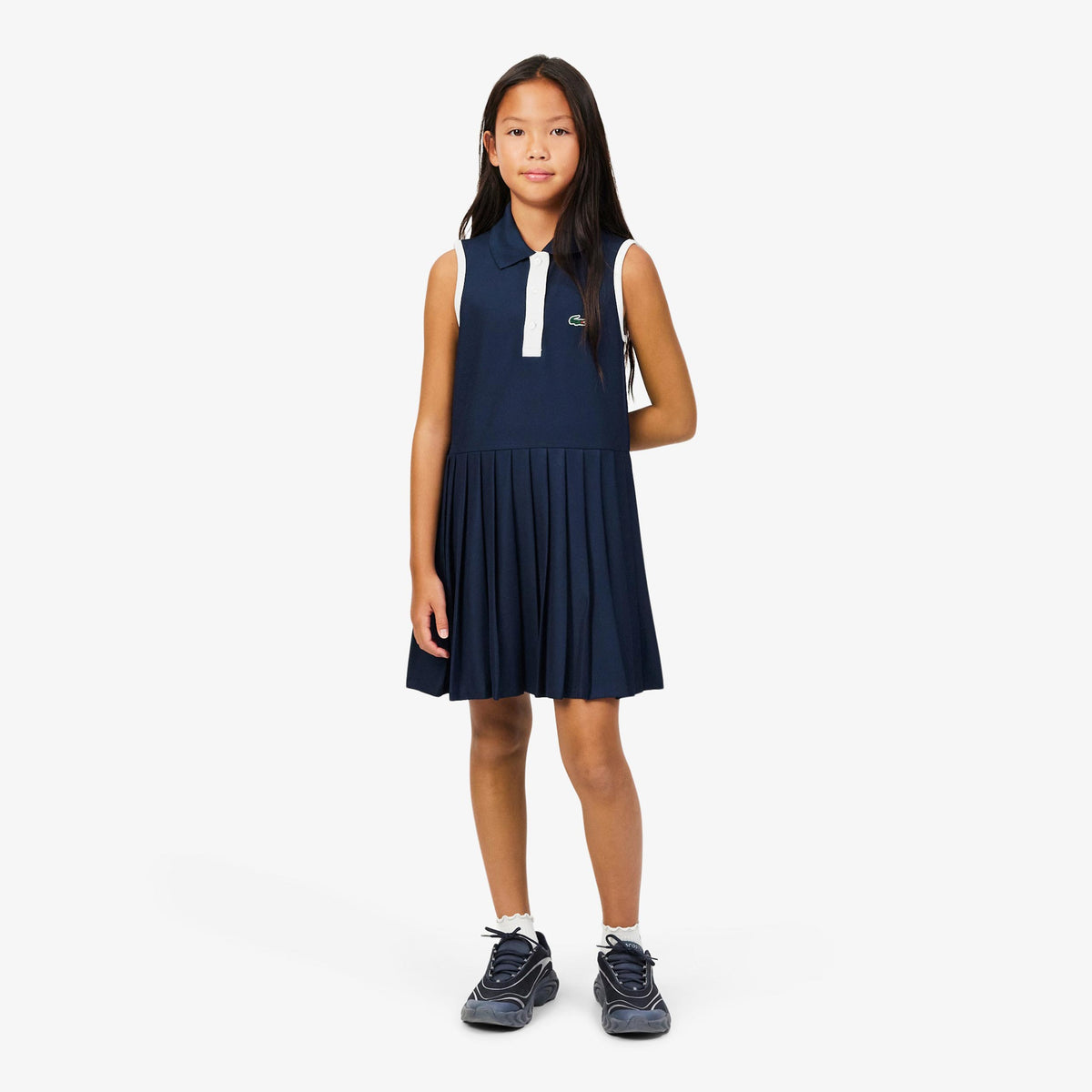 Lacoste Kleid Mädchen - dunkelblau, weiß
